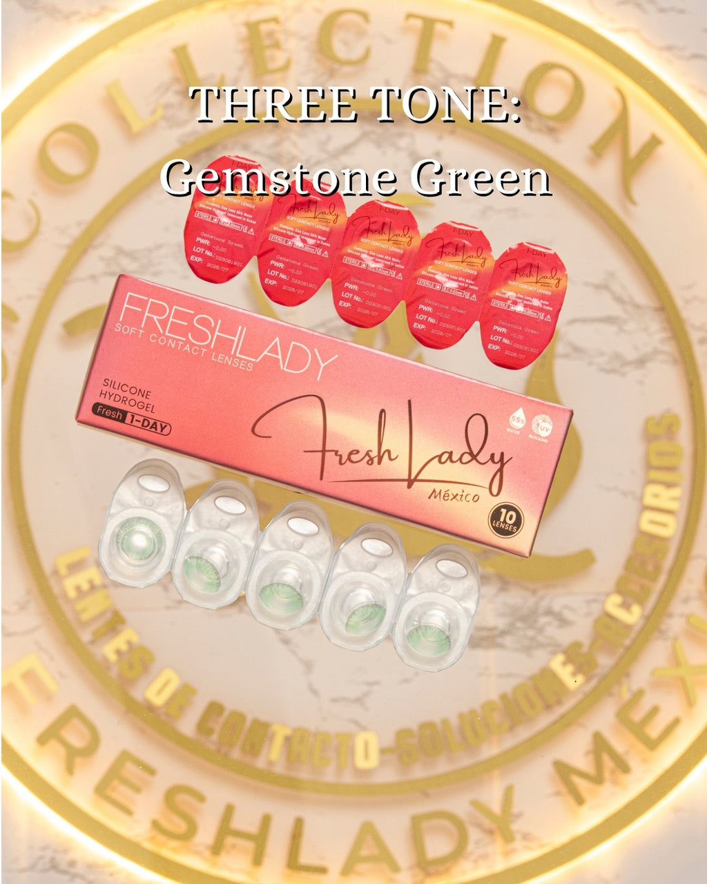 Green Gemstone: THREE TONE CAJA de 10 lentes